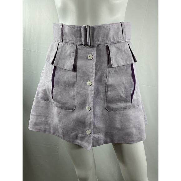 Matthew Bruch Cargo Pink Linen Mini Skirt Size 2 - Picture 2 of 4